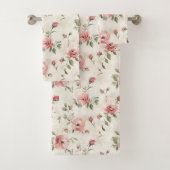 Pink Roses Floral Bad Handdoek (Insitu)