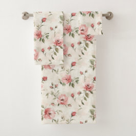 Pink Roses Floral Bad Handdoek