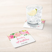 Pink Roses Floral Birthday Kartonnen Onderzetters (Insitu)