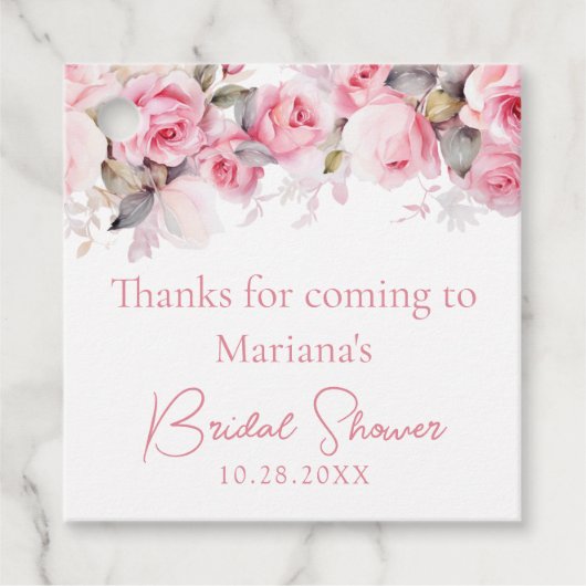 Pink Roses Floral Bridal Shower Bedankjes Labels (Voorkant)