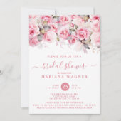 Pink Roses Floral Bridal Shower Kaart (Voorkant)