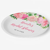 Pink Roses Floral Bridal Shower Papieren Bordje (Gekanteld)