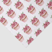 Pink Roses Floral Cupcakes Birthday Tissuepapier (Detail)