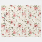 Pink Roses Floral  Fleece Deken (Voorkant (Horizontaal))
