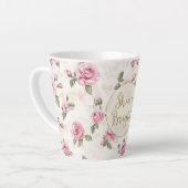 Pink Roses Floral Gold Glitter Shine Bright Latte Mok (Linkerhoek)