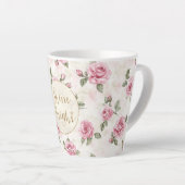 Pink Roses Floral Gold Glitter Shine Bright Latte Mok (Rechterhoek)