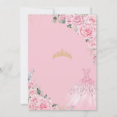 Pink Roses Floral Gold Princess Dress Sweet 16 Kaart (Achterkant)