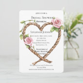 Pink Roses Floral Heart Zuidwest Vrijgezellenfeest Kaart (Staand voorkant)