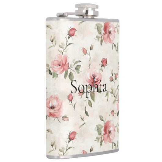 Pink Roses Floral  Heupfles (Rechts)