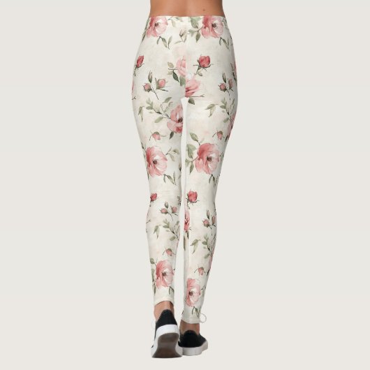 Pink Roses Floral  Leggings (Achterkant)
