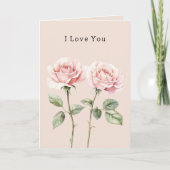 Pink Roses Floral Love Kaart (Voorkant)