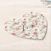Pink Roses Floral Love Kartonnen Onderzetters (Gekanteld)
