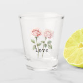 Pink Roses Floral Love Shot Glas (Voorkant)