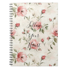 Pink Roses Floral Notitieboek