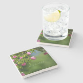 Pink Roses Floral (photography by me) Stenen Onderzetter (Zijkant)