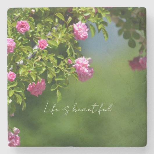 Pink Roses Floral (photography by me) Stenen Onderzetter (Voorkant)