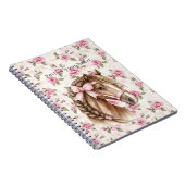 Pink Roses Floral Pretty Horse Pink Bow Notitieboek (Rechterzijde)