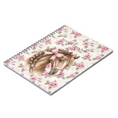 Pink Roses Floral Pretty Horse Pink Bow Notitieboek (Linkerzijde)