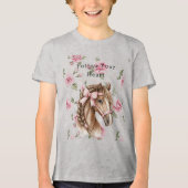 Pink Roses Floral Pretty Horse Pink Bow Tri-Blend Shirt (Voorkant)