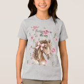 Pink Roses Floral Pretty Horse Pink Bow Tri-Blend Shirt (Voorkant)