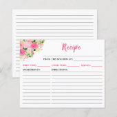 Pink Roses Floral Recipe Card (Voorkant / Achterkant)