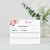 Pink Roses Floral Recipe Card (Staand voorkant)