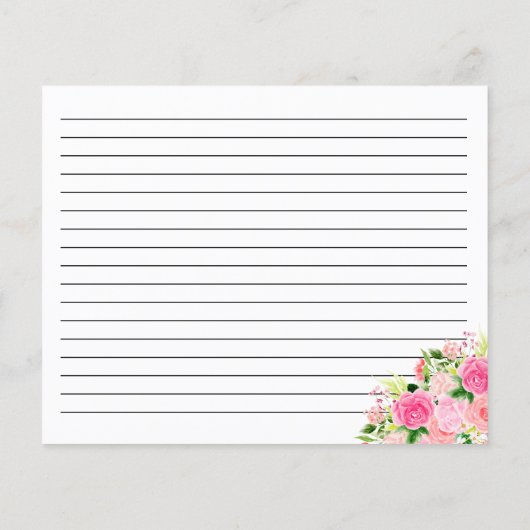 Pink Roses Floral Recipe Card (Achterkant)