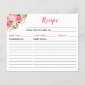 Pink Roses Floral Recipe Card (Voorkant)