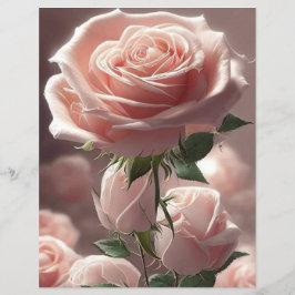 Pink Roses Floral Scrapbook Paper