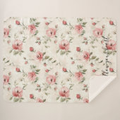 Pink Roses Floral Sherpa Deken (Voorkant (horizontaal))