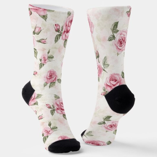 Pink Roses Floral         Sokken (Gebogen)