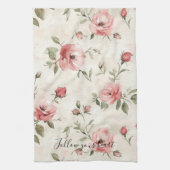 Pink Roses Floral  Theedoek (Verticaal)