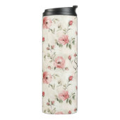 Pink Roses Floral  Thermosbeker (Gedraaid links)