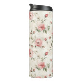Pink Roses Floral  Thermosbeker (Geroteerd rechts)
