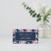 Pink Roses Floral Verwijs een vriend Verwijzing Ka Visitekaartje (Staand voorkant)