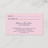 Pink Roses Floral Verwijs een vriend Verwijzing Ka Visitekaartje (Achterkant)