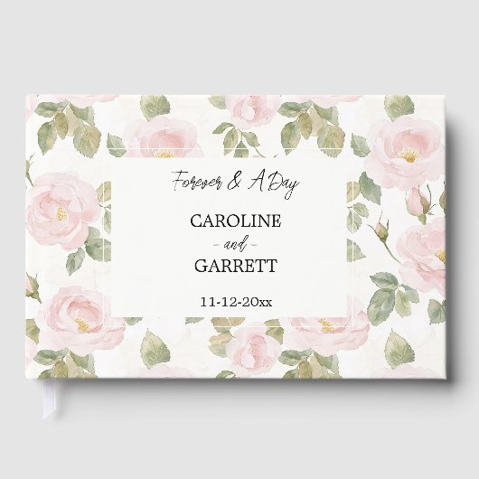 Pink Roses Floral Wedding Gastenboek (Voorkant)