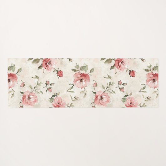 Pink Roses Floral  Yogamat (Achterkant (horizontaal))