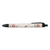 Pink Roses Floral Zwarte Inkt Pen (Bovenkant)
