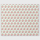 Pink Roses Flowers and Greenery Cadeaupapier (Vlak)