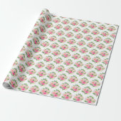 Pink Roses Flowers and Greenery Cadeaupapier (Uitgerold)