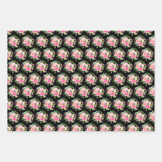 Pink Roses Flowers and Greenery Inpakpapier Vel (Voorkant 3)