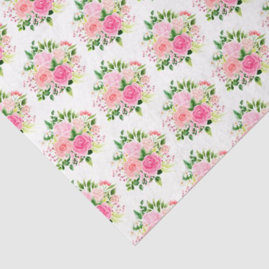 Pink Roses Flowers and Greenery Tissuepapier (Detail)