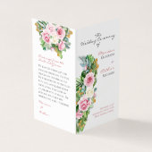 Pink Roses Folded Wedding Program Kaart (Buitenkant)