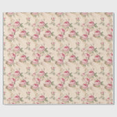 Pink Roses Gift Wrapping Paper Floral Cadeaupapier (Vlak)