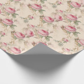 Pink Roses Gift Wrapping Paper Floral Cadeaupapier (Hoek)