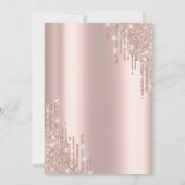 Pink Roses Glitter Drips Roos Goud 90ste Verjaarda Kaart (Achterkant)
