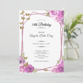 Pink Roses Gold Butterflies 18th Debut Birthday Kaart (Staand voorkant)