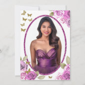 Pink Roses Gold Butterflies 18th Debut Birthday Kaart (Achterkant)