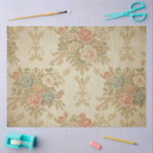 Pink Roses & Gold Floral Decoupage  Tissuepapier (Craft)